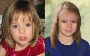 a picture of 3 year old girl and an age progression photo of her. dark blonde hair smiling
